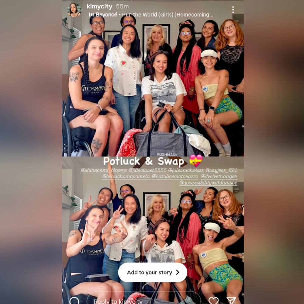 PFFs sharing closets & having fun together at Poshmark potluck Swap!